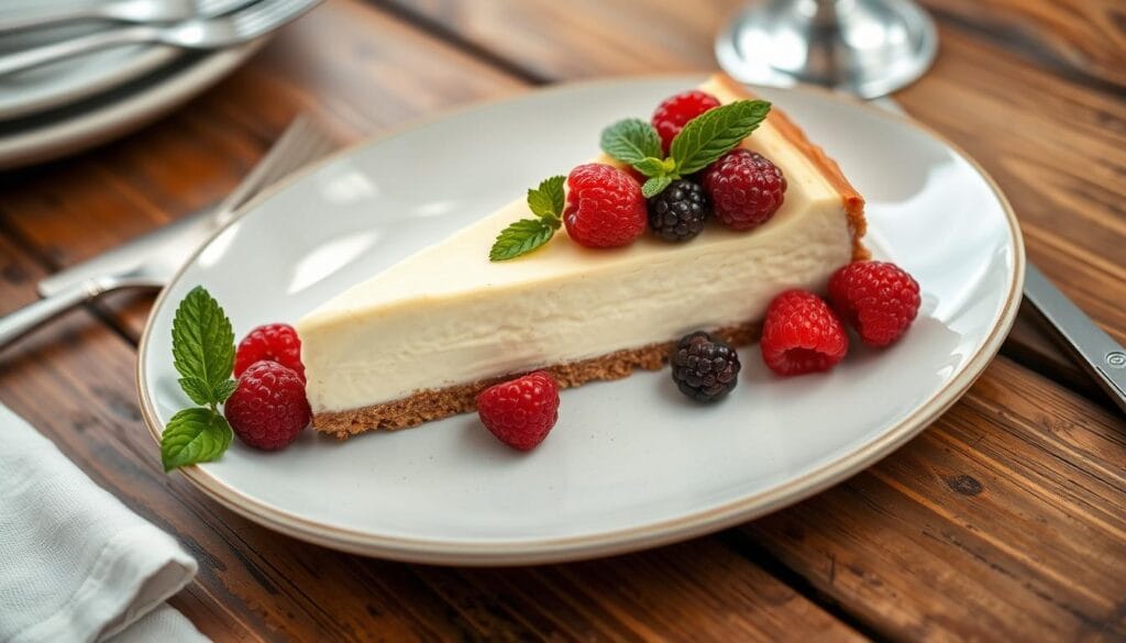 Serving keto cheesecake