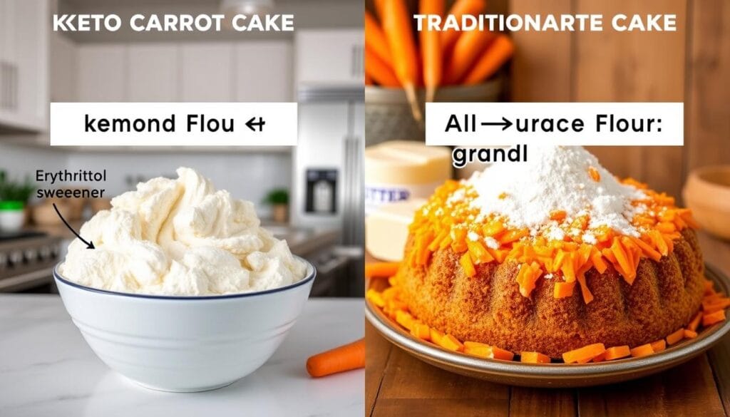 ingredient differences in keto carrot cake recipe